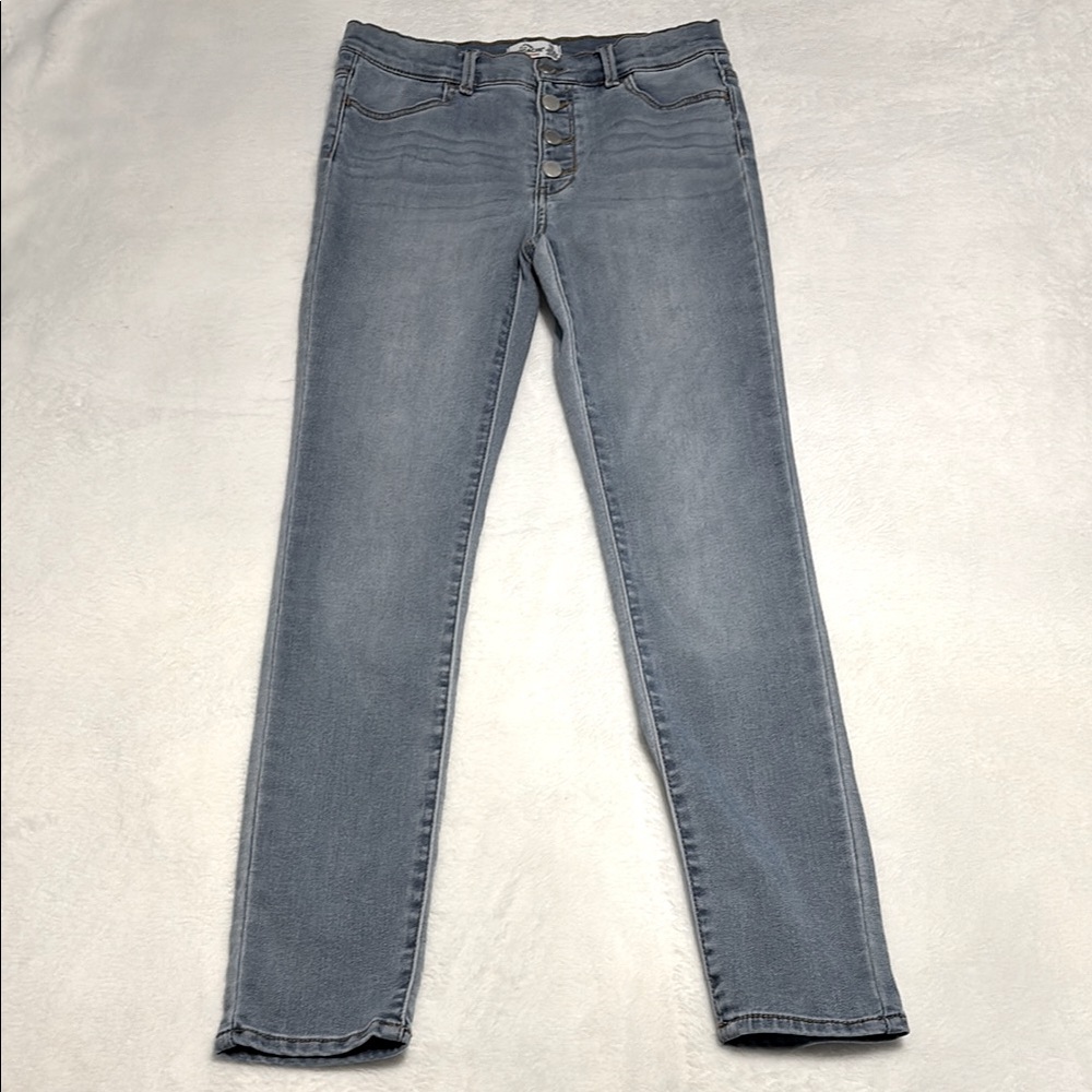 Jordache Girls Super Skinny Jeans - Blue Denim Stretch Button Fly Light Wash 16